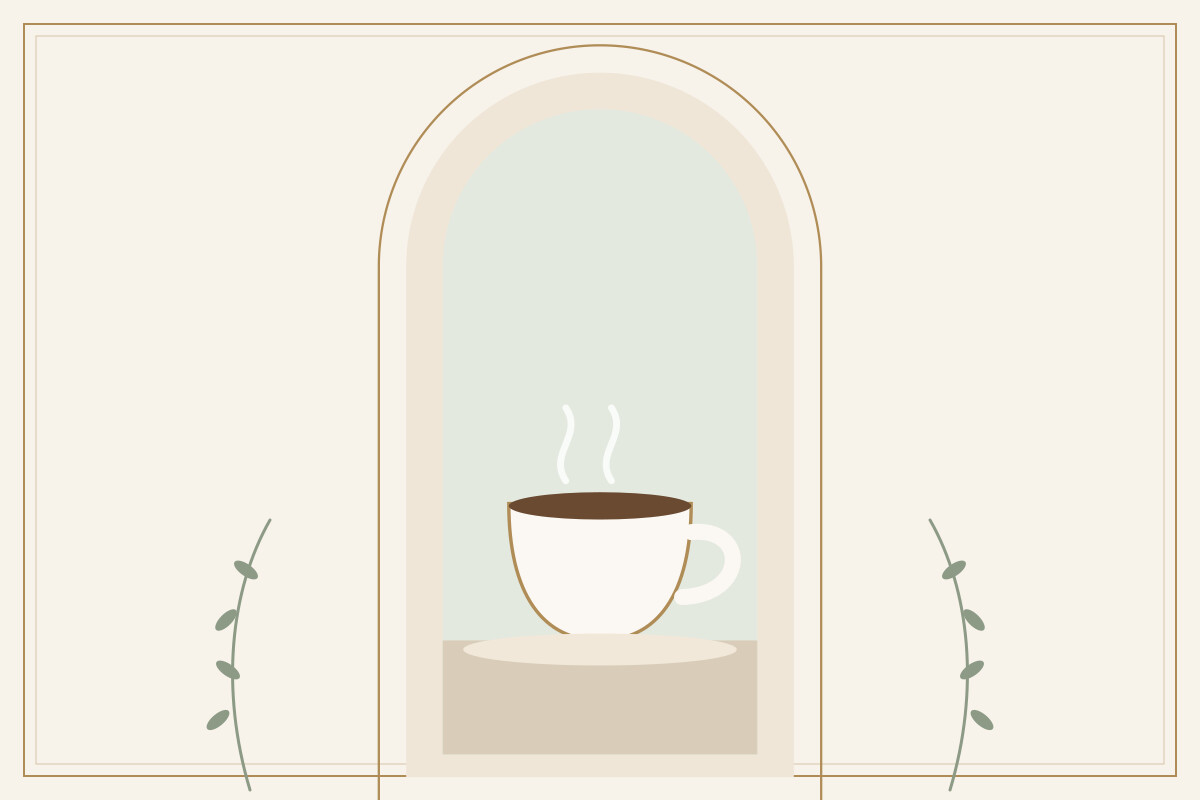 A cup of coffee with rising steam